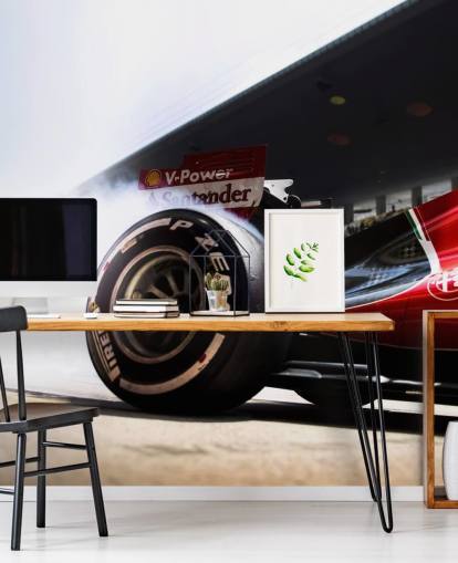 mural rojo personalizable de Fórmula 1 llamado Ferrari F1 para dormitorios y oficinas en casa