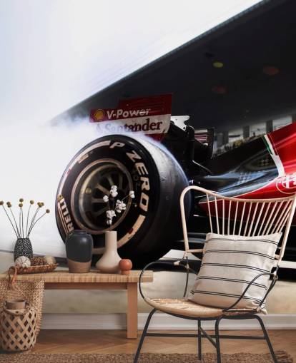 red customizable formula one wallpaper mural called Ferrari F1 for bedrooms and home offices