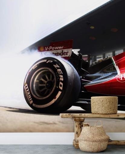 red customizable formula one wallpaper mural called Ferrari F1 for bedrooms and home offices