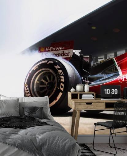 rødt tilpassbart formel 1 tapetmaleri kalt Ferrari F1 for soverom og hjemmekontorer