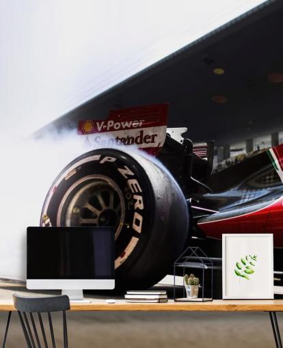 carta da parati murale rossa personalizzabile di formula uno chiamata Ferrari F1 per camere da letto e uffici domestici