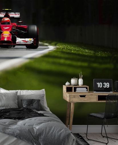 Papier Peint Piste F1 Rouge et Blanc