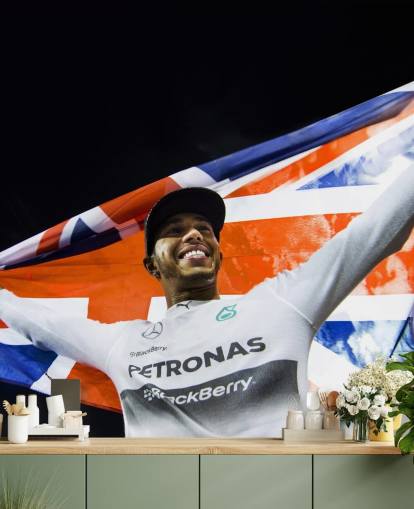 mural de papel pintado personalizable de Lewis Hamilton llamado Lewis Hamilton Abu Dhabi 14