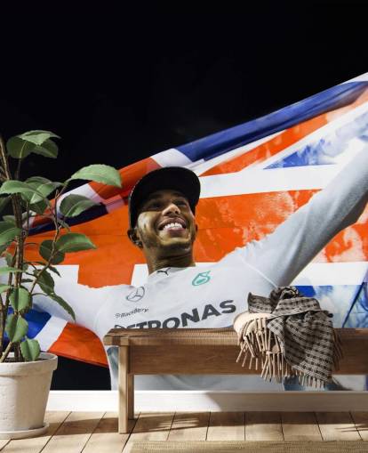 Lewis Hamilton Holding Flag Wallpaper