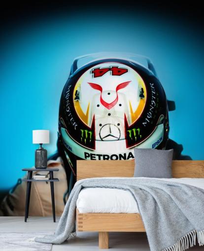 Close Up of Lewis Hamilton with Helmet Wallpaper