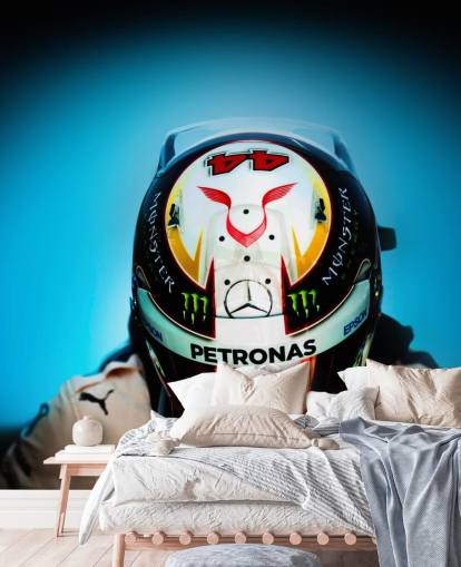 Close Up of Lewis Hamilton with Helmet Wallpaper