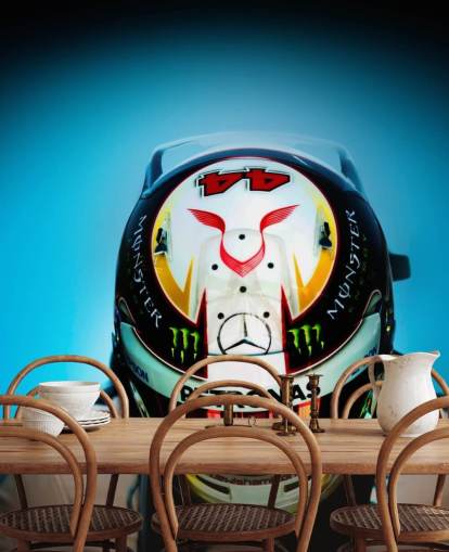 Close Up of Lewis Hamilton with Helmet Wallpaper