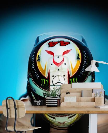 Close Up of Lewis Hamilton with Helmet Wallpaper