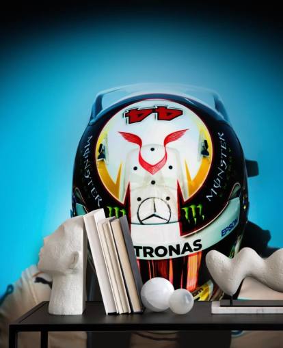 Close Up of Lewis Hamilton with Helmet Wallpaper