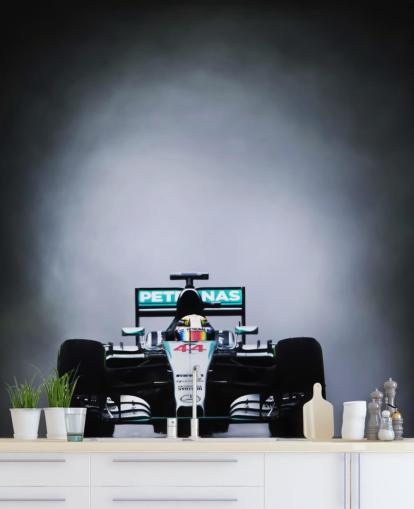 dark customisable formula 1 wallpaper mural called Lewis Hamilton Malaysia 2015 for bedrooms, home offices and man caves