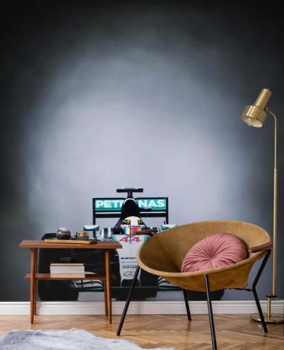 dark customisable formula 1 wallpaper mural called Lewis Hamilton Malaysia 2015 for bedrooms, home offices and man caves