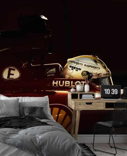 Sidovy av röd F1 bil Bakgrund