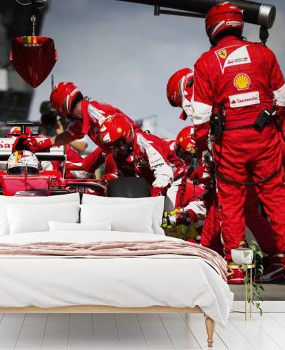 red customizable formula one wallpaper mural called Sebastian Vettel Malaysia 15 for bedrooms and home offices