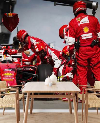 red customizable formula one wallpaper mural called Sebastian Vettel Malaysia 15 for bedrooms and home offices