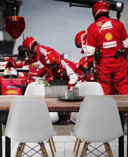 red customizable formula one wallpaper mural called Sebastian Vettel Malaysia 15 for bedrooms and home offices