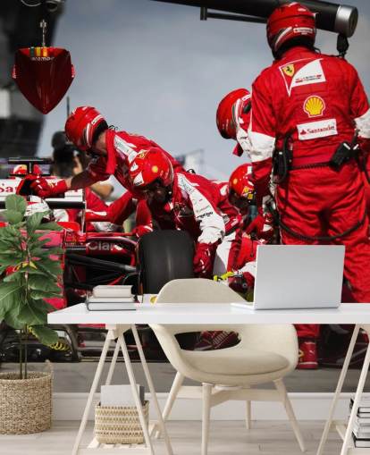 rødt tilpassbart formel 1 tapetmaleri kalt Sebastian Vettel Malaysia 15 for soverom og hjemmekontorer