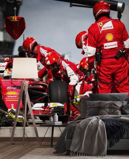 papier peint mural rouge de Formule 1 personnalisable appelé Sebastian Vettel Malaysia 15 pour les chambres et les bureaux à domicile