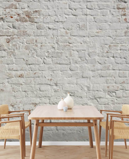 weißes kundenspezifisches Ziegeltapeten-Wandbild namens White Washed Brick für Schlafzimmer oder Küchen