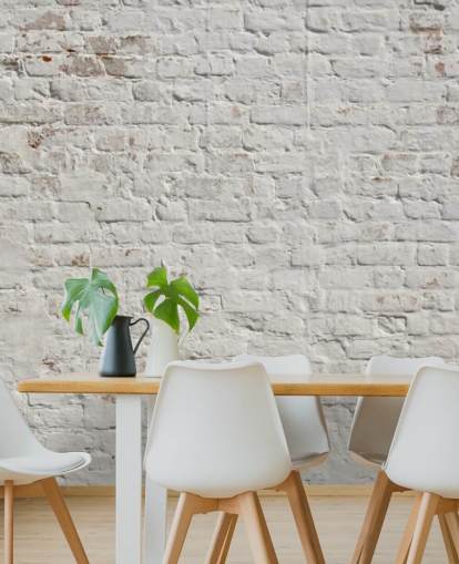 witte bakstenen behangmuurschildering op maat genaamd White Washed Brick voor slaapkamers of keukens witte bakstenen behangmuurschildering op maat genaamd White Washed Brick voor slaapkamers of keukens