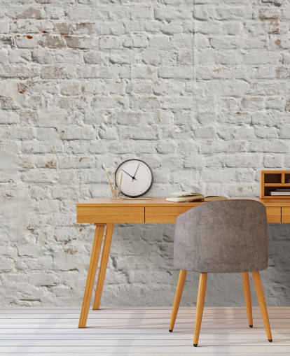 hvid brugerdefineret mursten tapet vægmaleri kaldet White Washed Brick til soveværelser eller køkkener