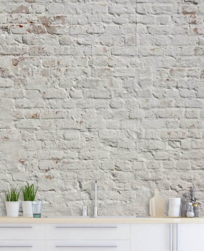 white custom brick wallpaper mural called White Washed Brick for bedrooms or kitchens white custom brick wallpaper mural called White Washed Brick for bedrooms or kitchens