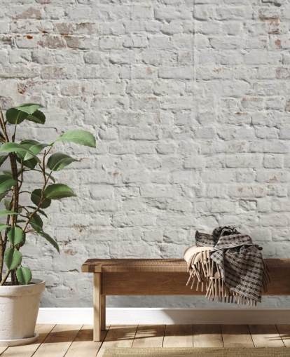 white custom brick wallpaper mural called White Washed Brick for bedrooms or kitchens white custom brick wallpaper mural called White Washed Brick for bedrooms or kitchens