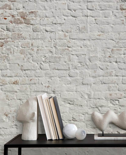 weißes kundenspezifisches Ziegeltapeten-Wandbild namens White Washed Brick für Schlafzimmer oder Küchen