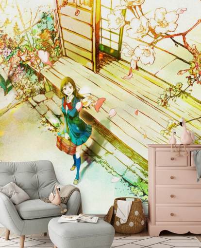 papel de parede sakura cherry blossom and anime school girl