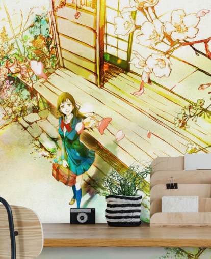 sakura körsbär blomma och anime skolflicka tapeter