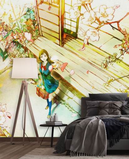 sakura cherry blossom and anime school girl fondo de pantalla