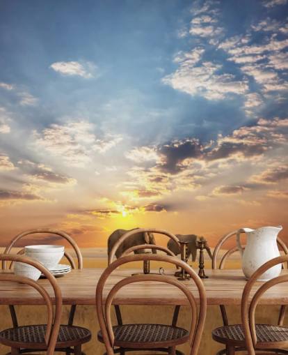 Elefanten in der Abenddämmerung