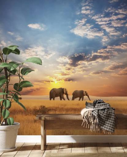 Elefantes al atardecer