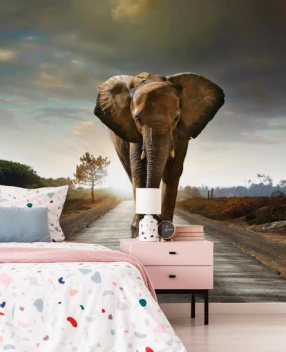 Elephant Walking på väg Bakgrund