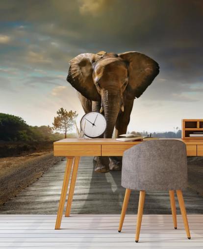 Elephant Walking on Path Wallpaper Elephant Walking on Path Wallpaper