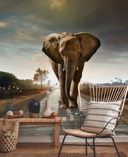 Elefant geht auf Pfad-Tapete