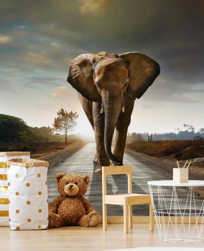 Elephant Walking on Path Wallpaper