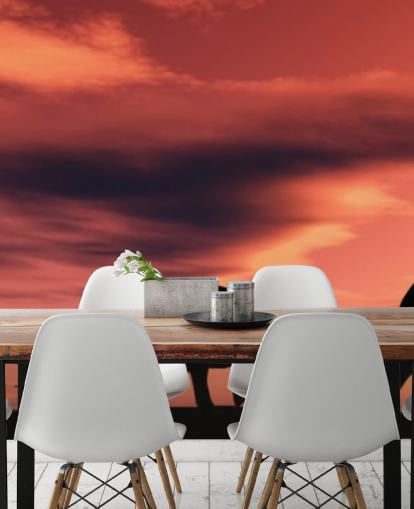 Elephant Family in Sunset Mural