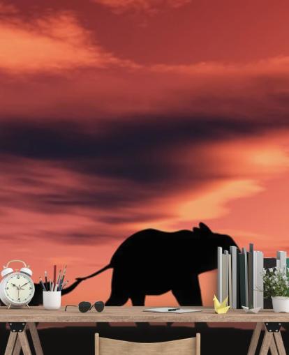 Elephant Family in Sunset Mural Elephant Family in Sunset Mural