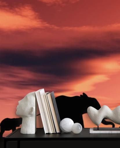 Elephant Family in Sunset Mural Elephant Family in Sunset Mural