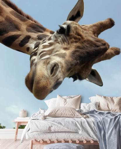 Papier Peint Fresque Gros Plan Girafe