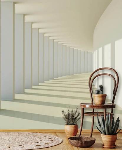 corridoio curvo bianco 3D