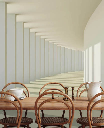 3D White Curved Corridor