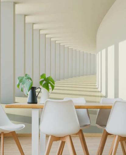 3D White Curved Corridor