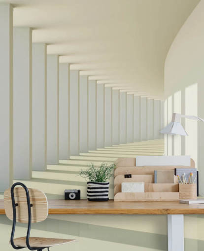 3D White Curved Corridor