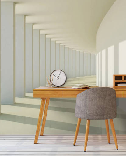 3D White Curved Corridor