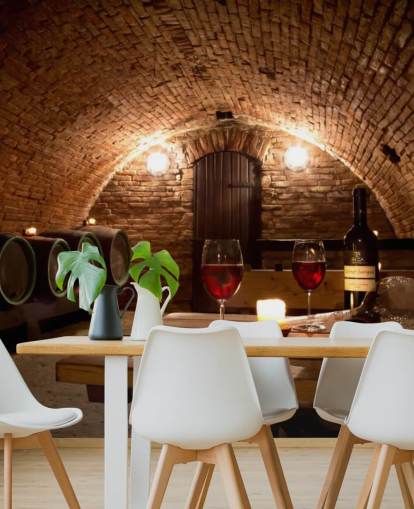 Carta da parati accogliente con due bicchieri di vino rosso Carta da parati accogliente con due bicchieri di vino rosso