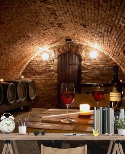 Carta da parati accogliente con due bicchieri di vino rosso