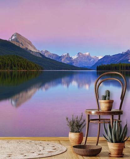 Panoramic Lake and Mountain View Wallpaper