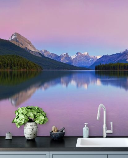 Panoramic Lake and Mountain View Wallpaper