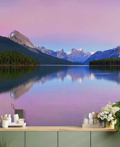 Carta da parati panoramica con vista lago e montagna